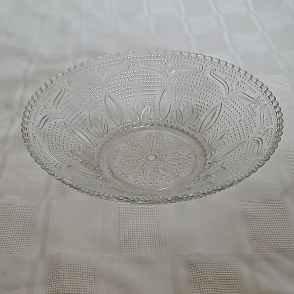 Clear Glass Floral Fruit Bowl 11"-11" - Picture 11 of 16